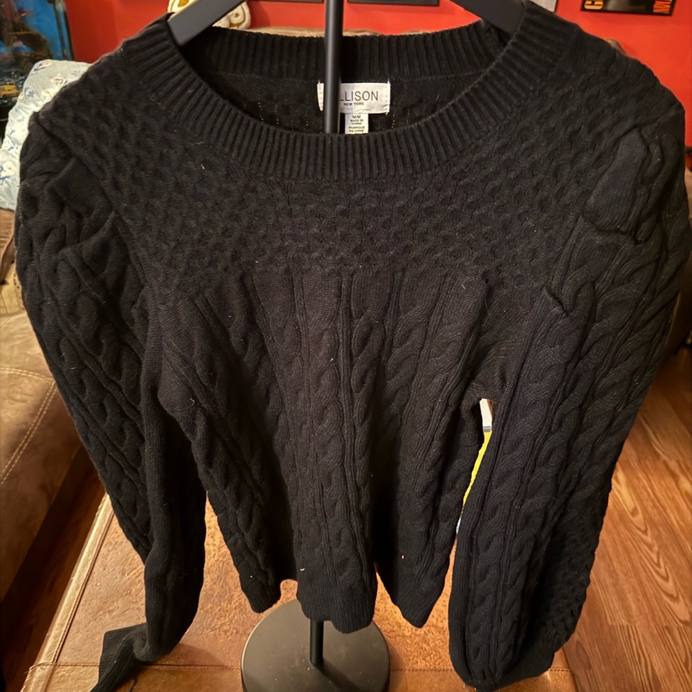 Allison Clothing Black Cable Knit Sweater